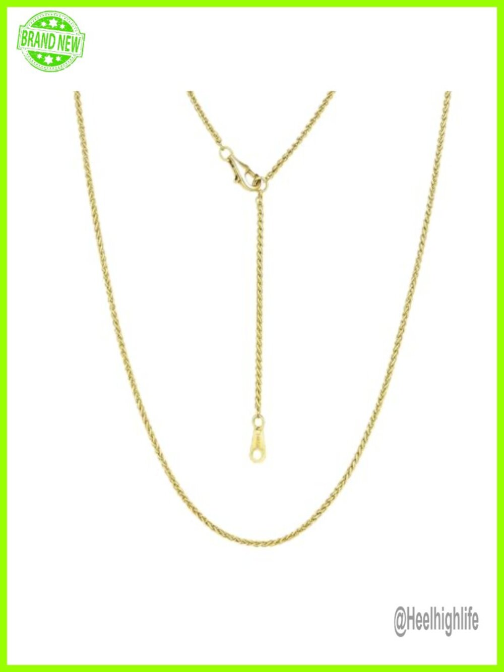 14K Gold Chain Necklace for Women 20in Hypoallergenic Wheat Cable Rope